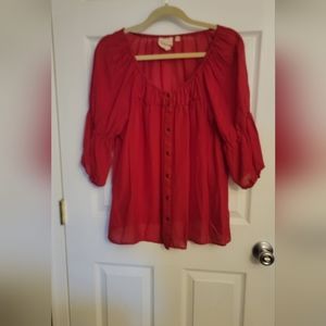 Red silk blouse